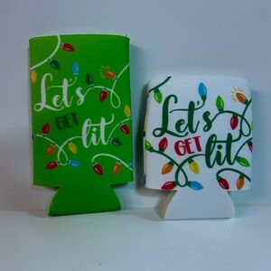 NEW! Festive Christmas Lights Can Sleeve Set With “Let’s Get Lit”Text (Set Of 4)